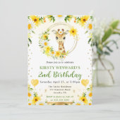 水彩ポップジャングルキリン誕生日 招待状 (スタンド正面)