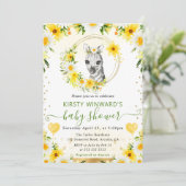 水彩ポップジャングルシマウマベイビーシャワー 招待状 (スタンド正面)