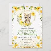 水彩ポップジャングルタイガー子供誕生日 招待状 (正面)