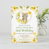 水彩ポップジャングルタイガー子供誕生日 招待状 (スタンド正面)