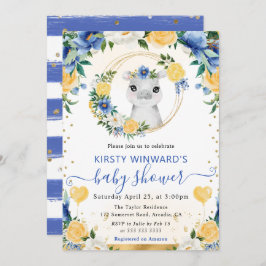 水彩ポップジャングルヒポベビーシャワー 招待状