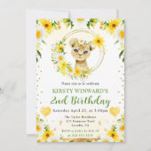 水彩ポップジャングルライオン子供誕生日 招待状 (正面)