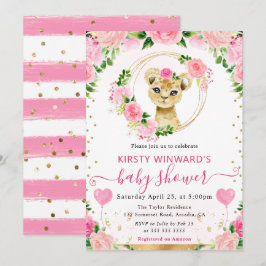 水彩ポップジャングルライオン ベイビーシャワー 招待状