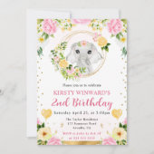 水彩ポップジャングル象の子供の誕生日 招待状 (正面)