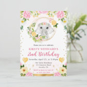 水彩ポップジャングル象の子供の誕生日 招待状 (スタンド正面)