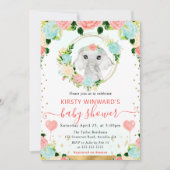 水彩ポップジャングル象ベイビーシャワー 招待状 (正面)