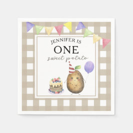 水彩ポテト1歳の誕生日 スタンダードカクテルナプキン