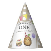 水彩ポテト1歳の誕生日 パーティーハット (正面)