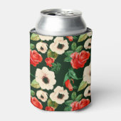 水彩ポピーとバラ：フローラルパターン。 缶クーラー (缶正面)