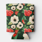 水彩ポピーとバラ：フローラルパターン。 缶クーラー (裏面)