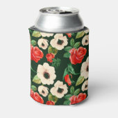 水彩ポピーとバラ：フローラルパターン。 缶クーラー (缶裏面)