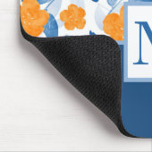 水彩ポピーと葉パターン マウスパッド (コーナー)