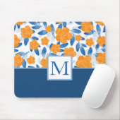 水彩ポピーと葉パターン マウスパッド (マウス)