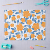 水彩ポピーと葉パターン 薄葉紙 (クラフト)