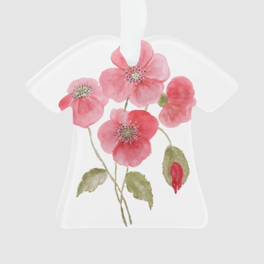 水彩ポピーの花 オーナメント (正面)