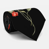 水彩ポピーをブラックに ネクタイ (ロール)