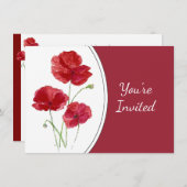 水彩ポピーガーデンフラワーフローラ 招待状 (正面/裏面)