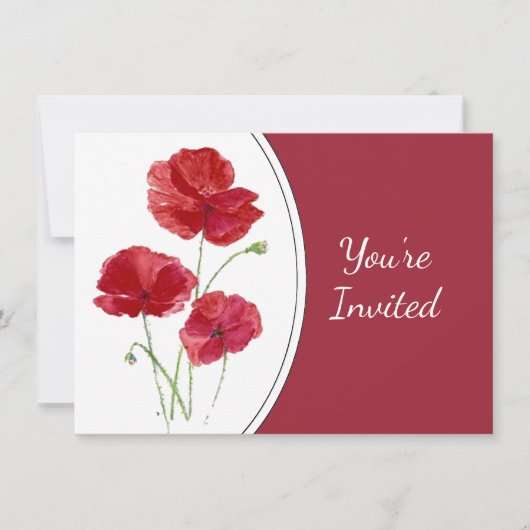 水彩ポピーガーデンフラワーフローラ 招待状 (正面)