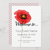 水彩ポピーシンプル招待状 招待状 (正面/裏面)