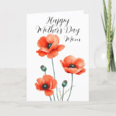 水彩ポピーフラワーアートマザーズデイカード カード (正面)
