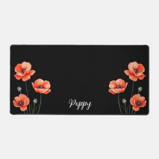 水彩ポピーフラワーアート名フローラデスクマット デスクマット (正面)