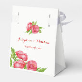 水彩ポピーレッドフローラ結婚式の引き出物箱 フェイバーボックス (裏面サイド)