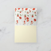 水彩ポピーレッドワイルドフラワー結婚ズ サンキューカード (内部)