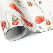 水彩ポピーレッドワイルドフラワー結婚ズ ラッピングペーパー (ロールコーナー)