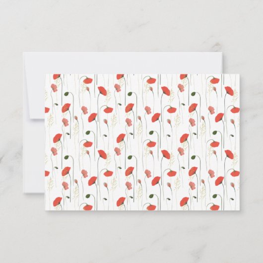 水彩ポピーワイルドフラワーカスタムズブライダルシャワー サンキューカード (裏面)