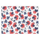水彩ポピー柄 – 赤、青、白(3) テーブルクロス (正面(横))