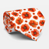 水彩ポピー模様 ネクタイ (ロール)