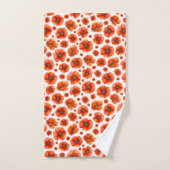 水彩ポピー模様 バスタオルセット (ハンドタオル)