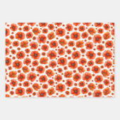 水彩ポピー模様 ラッピングペーパーシート (正面)