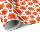 水彩ポピー模様 ラッピングペーパー (ロールコーナー)