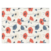 水彩ポピー模様 – 赤、青、白 テーブルクロス (正面(横))