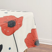 水彩ポピー模様 – 赤、青、白 テーブルクロス (インサイチュ)