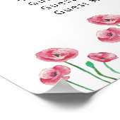 水彩ポピー結婚のシーティングチャート ポスター (角)