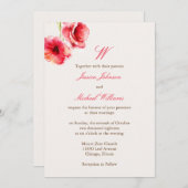 水彩ポピー結婚式招待状 招待状 (正面/裏面)