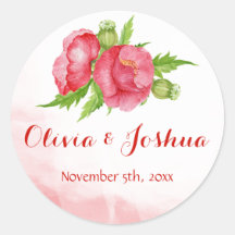 水彩ポピー結婚式用シール