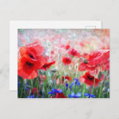 水彩ポピー花はがき ポストカード (正面/裏面)