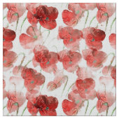 水彩ポピー花パターン ファブリック (クローズアップ)