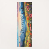 水彩ポピー花フィールド山 ヨガマット (正面)