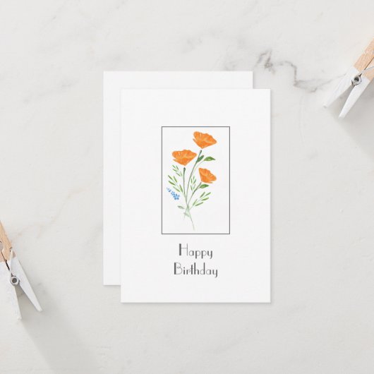 水彩ポピー花束 カード (正面/裏面インサイチュ)