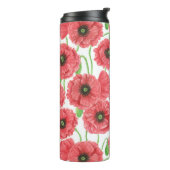 水彩ポピー花柄サーマルタンブラー タンブラー (回転左)