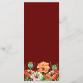 水彩ポピー花結婚のディナーメニュー メニュー (裏面)