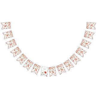 水彩ポピー赤ワイルドフラワーサマー バンティングフラッグ