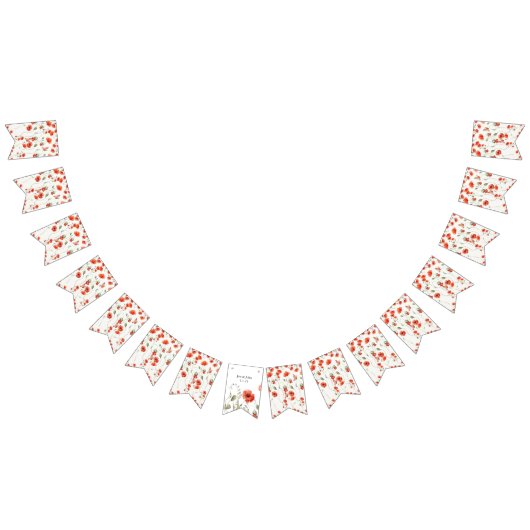 水彩ポピー赤ワイルドフラワーサマー バンティングフラッグ (全)