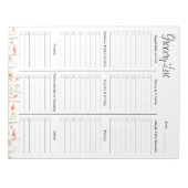 水彩ポピー野草フローラ食料品一覧 ノートパッド (正面)