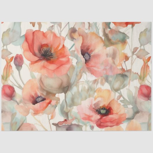 水彩ポピー類フローラ分離 薄葉紙 (正面)