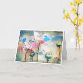 水彩ポピー カード (黄色い花)